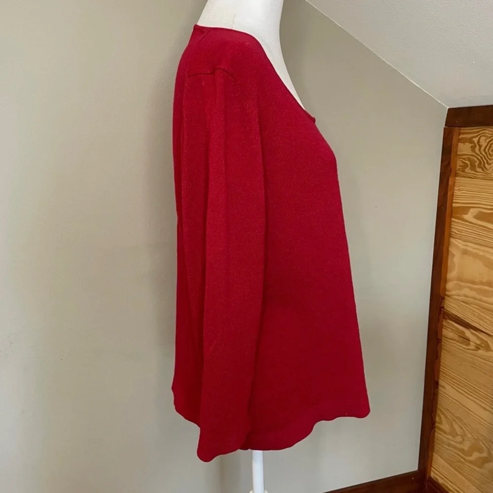 Loft red scoop neck knit sweater size M NWT - Picture 3 of 5